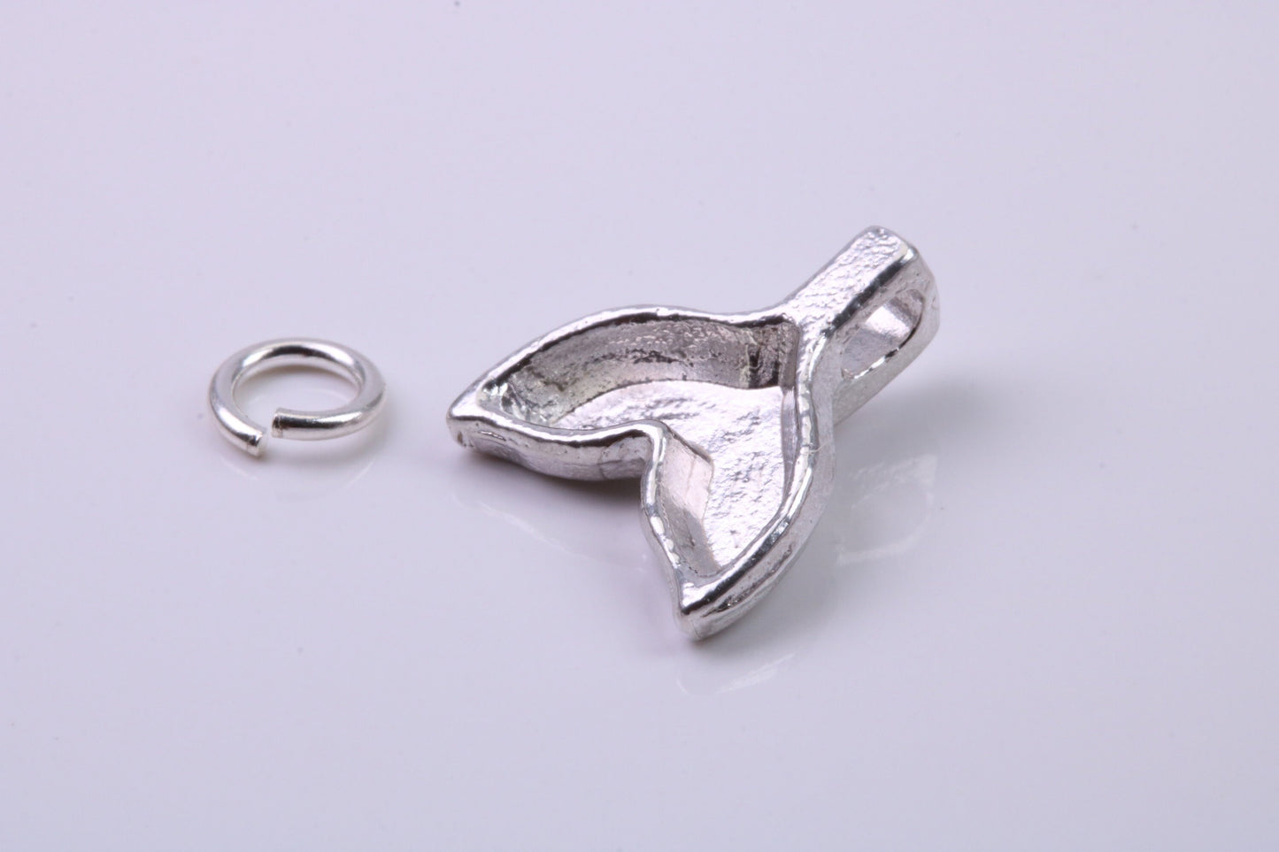Whale Tale Charm, Traditional Charm, Made from Solid 925 Grade Sterling Silver, Complete with Attachment Link