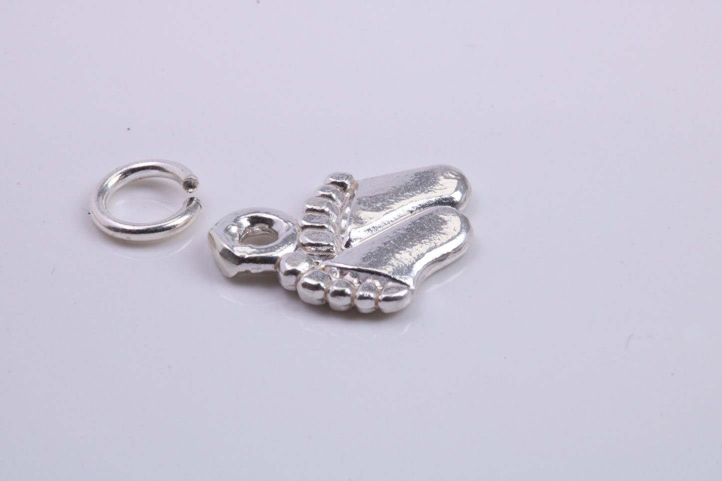 Feets Charm, Traditional Charm, Made from Solid 925 Grade Sterling Silver, Complete with Attachment Link