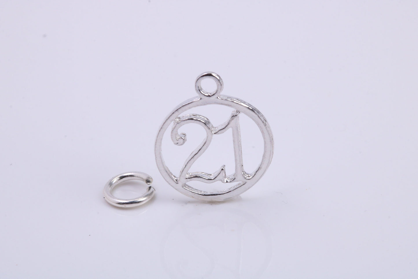 21st Birthday Charm, Traditional Charm, Made from Solid 925 Grade Sterling Silver, Complete with Attachment Link