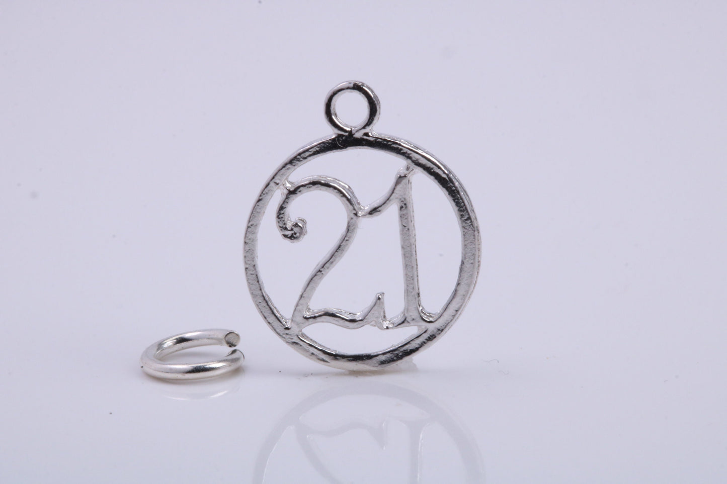 21st Birthday Charm, Traditional Charm, Made from Solid 925 Grade Sterling Silver, Complete with Attachment Link
