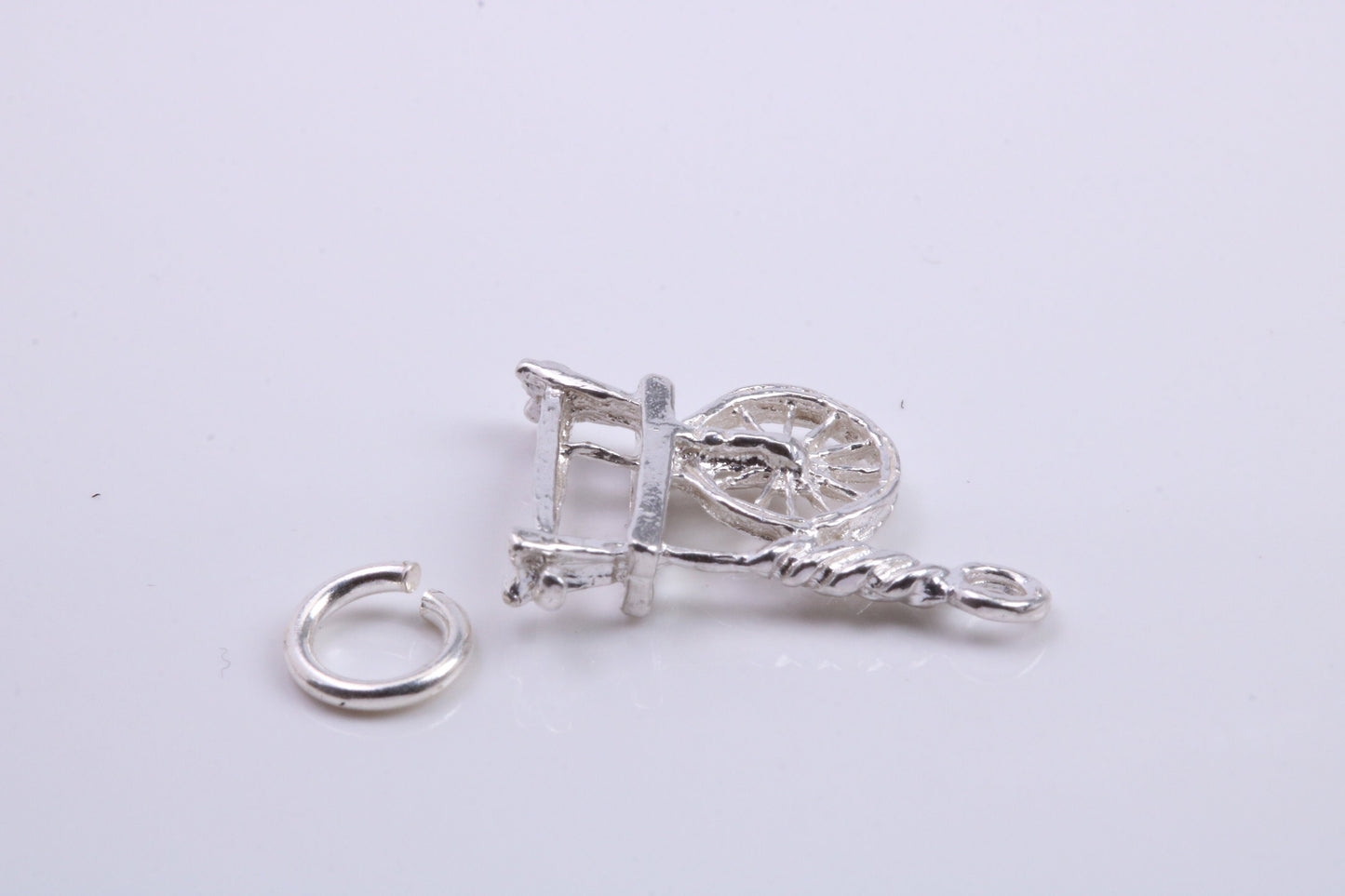 Yarn Spinning Wheel Charm, Traditional Charm, Made from Solid 925 Grade Sterling Silver, Complete with Attachment Link