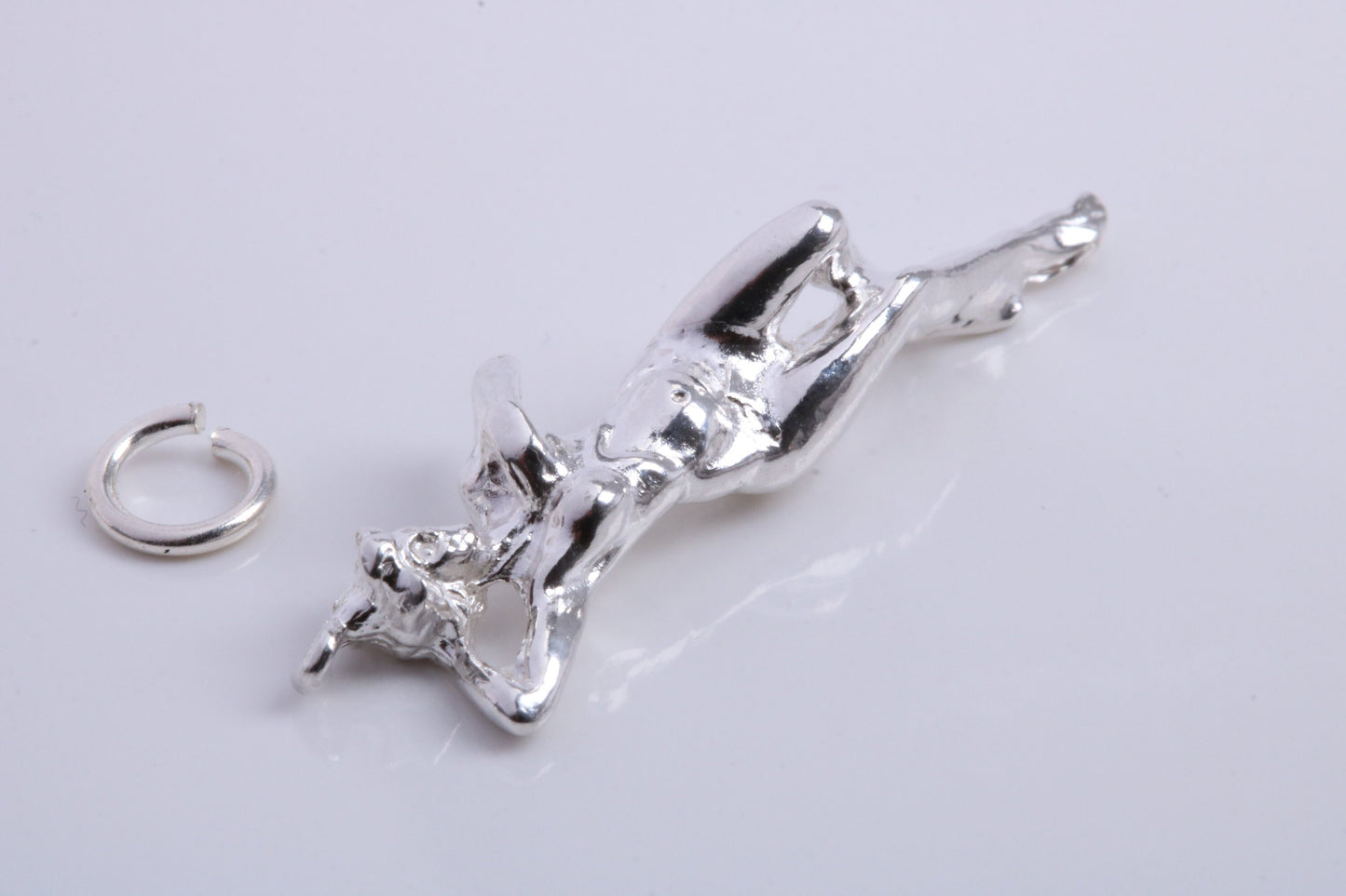 Lady Sunbathing Charm, Traditional Charm, Made from Solid 925 Grade Sterling Silver, Complete with Attachment Link