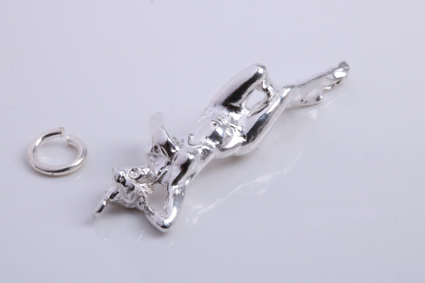 Lady Sunbathing Charm, Traditional Charm, Made from Solid 925 Grade Sterling Silver, Complete with Attachment Link