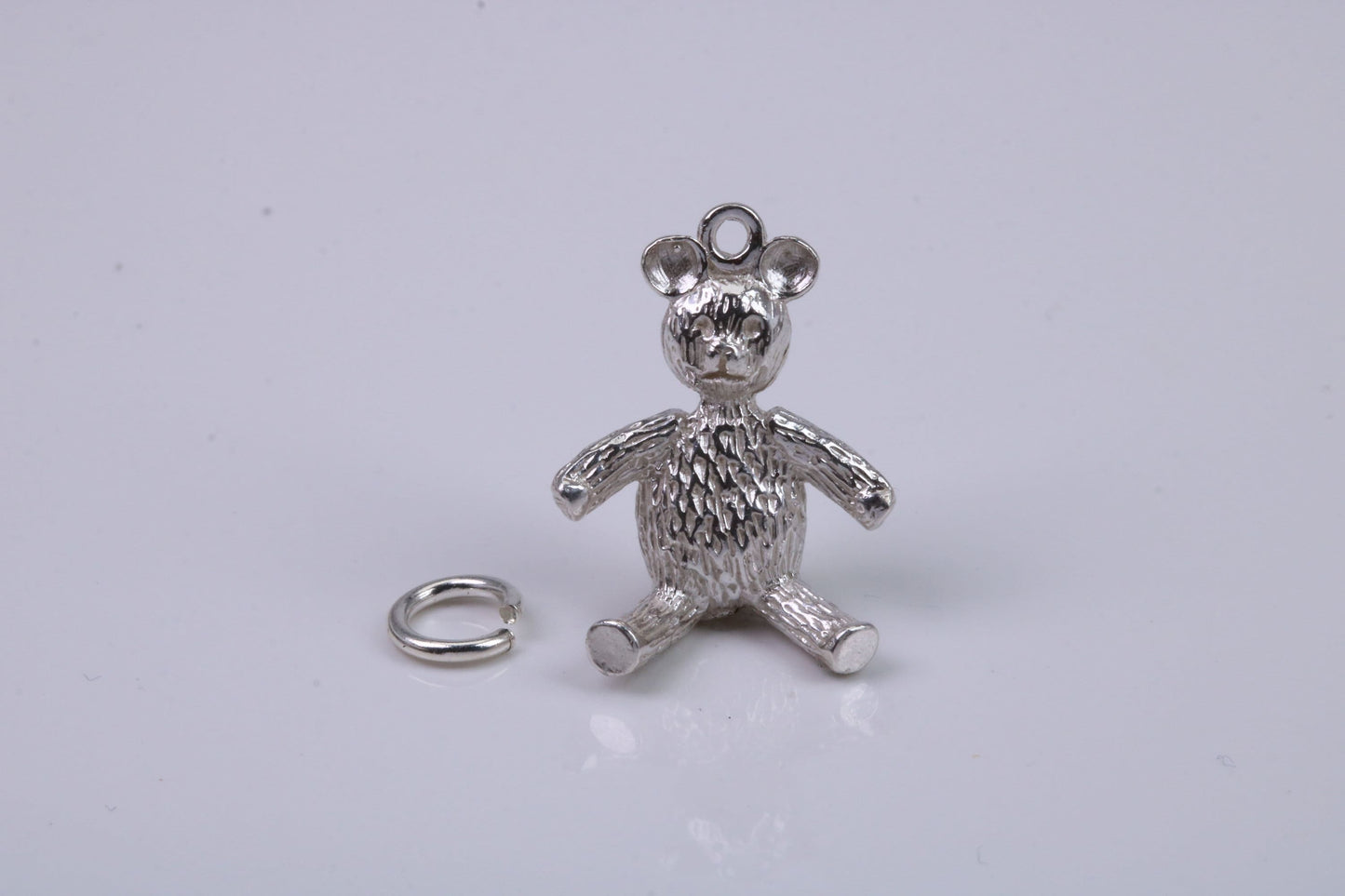Teddy Bear Charm, Traditional Charm, Made from Solid 925 Grade Sterling Silver, Complete with Attachment Link