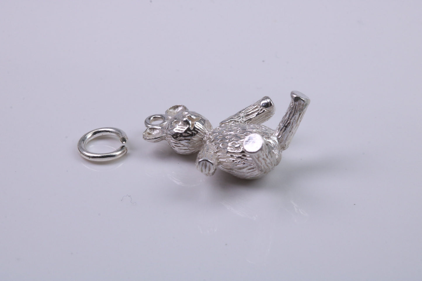 Teddy Bear Charm, Traditional Charm, Made from Solid 925 Grade Sterling Silver, Complete with Attachment Link