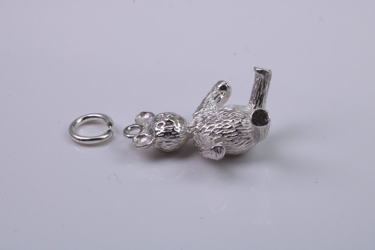 Teddy Bear Charm, Traditional Charm, Made from Solid 925 Grade Sterling Silver, Complete with Attachment Link
