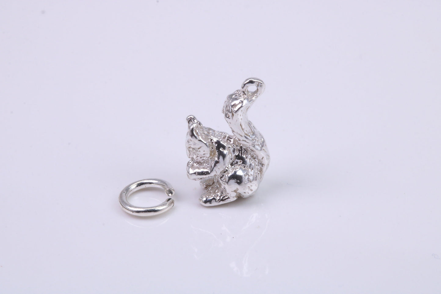 Squirrel Charm, Traditional Charm, Made from Solid 925 Grade Sterling Silver, Complete with Attachment Link