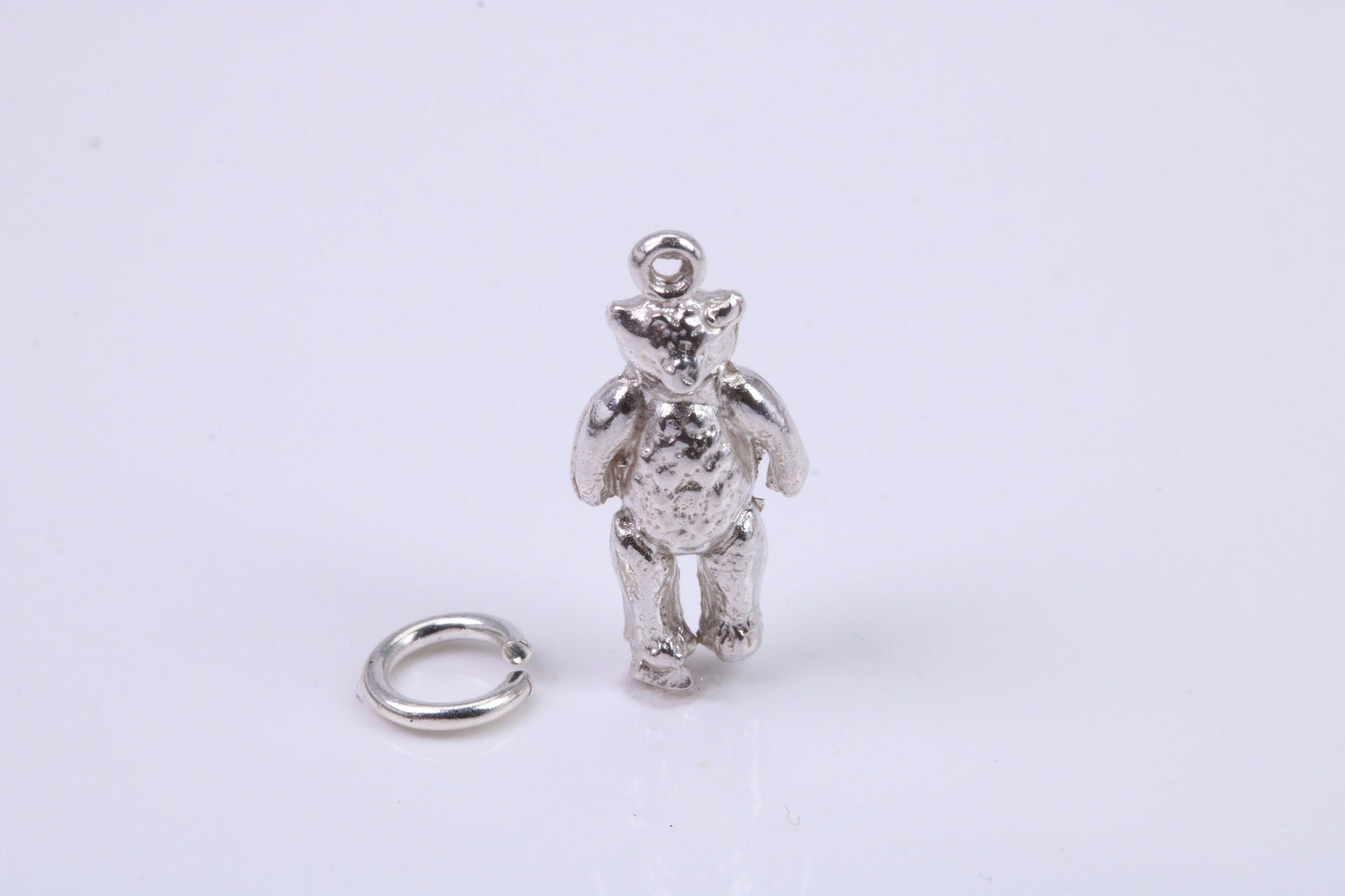Teddy Bear Charm, Traditional Charm, Made from Solid 925 Grade Sterling Silver, Complete with Attachment Link