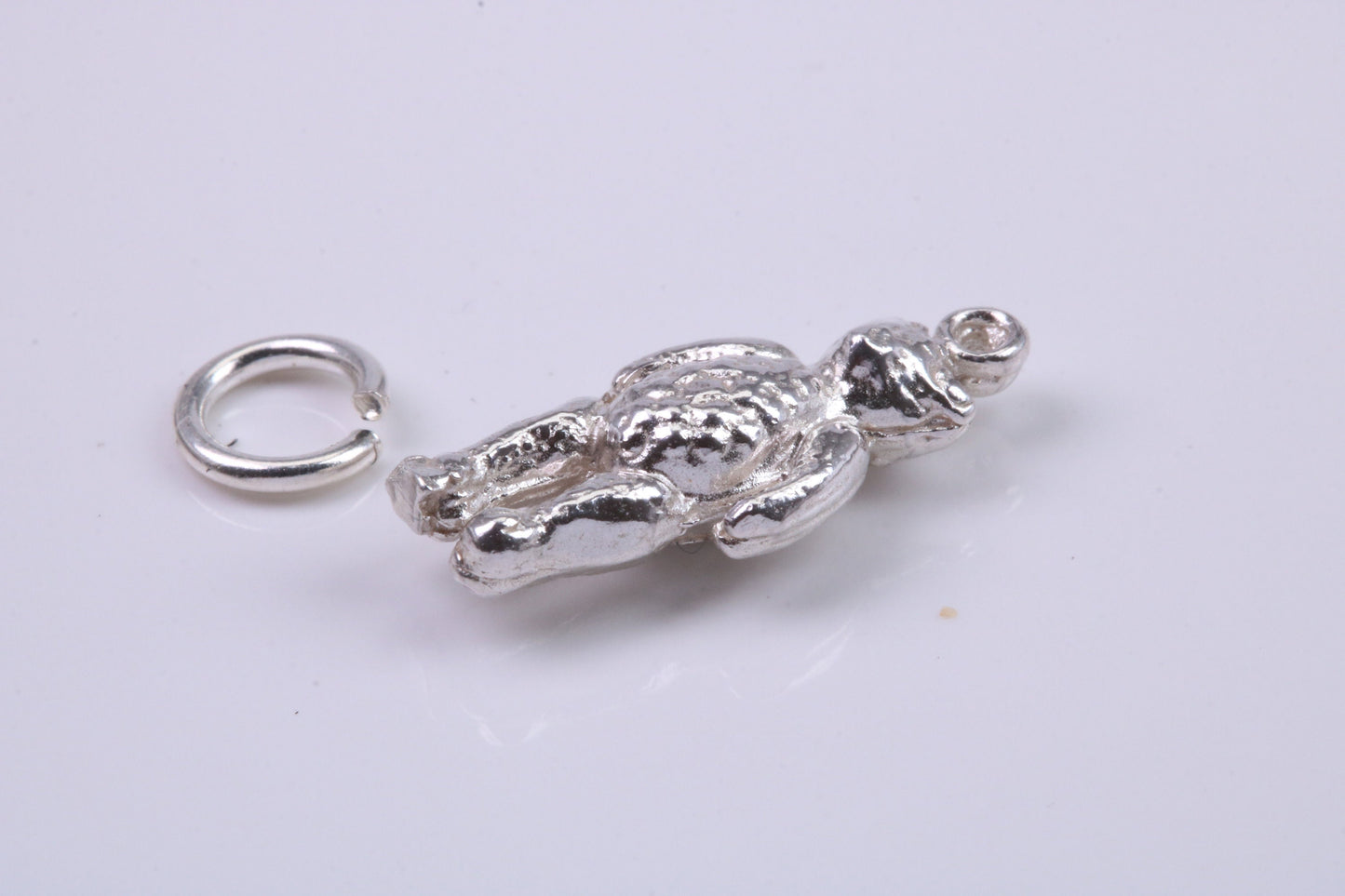 Teddy Bear Charm, Traditional Charm, Made from Solid 925 Grade Sterling Silver, Complete with Attachment Link