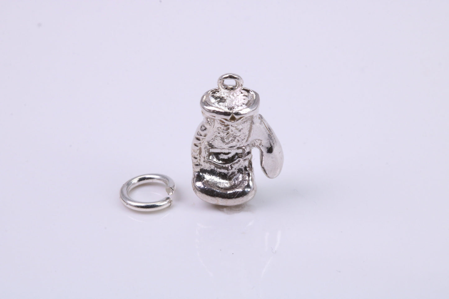 Boxing Glove Charm, Traditional Charm, Made from Solid 925 Grade Sterling Silver, Complete with Attachment Link