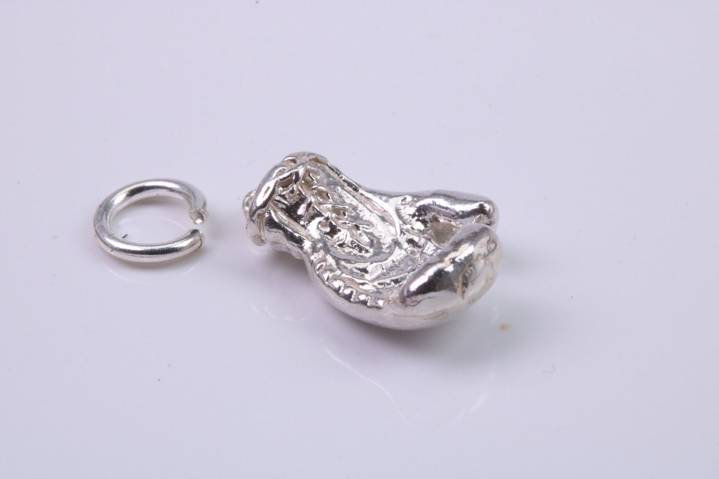 Boxing Glove Charm, Traditional Charm, Made from Solid 925 Grade Sterling Silver, Complete with Attachment Link