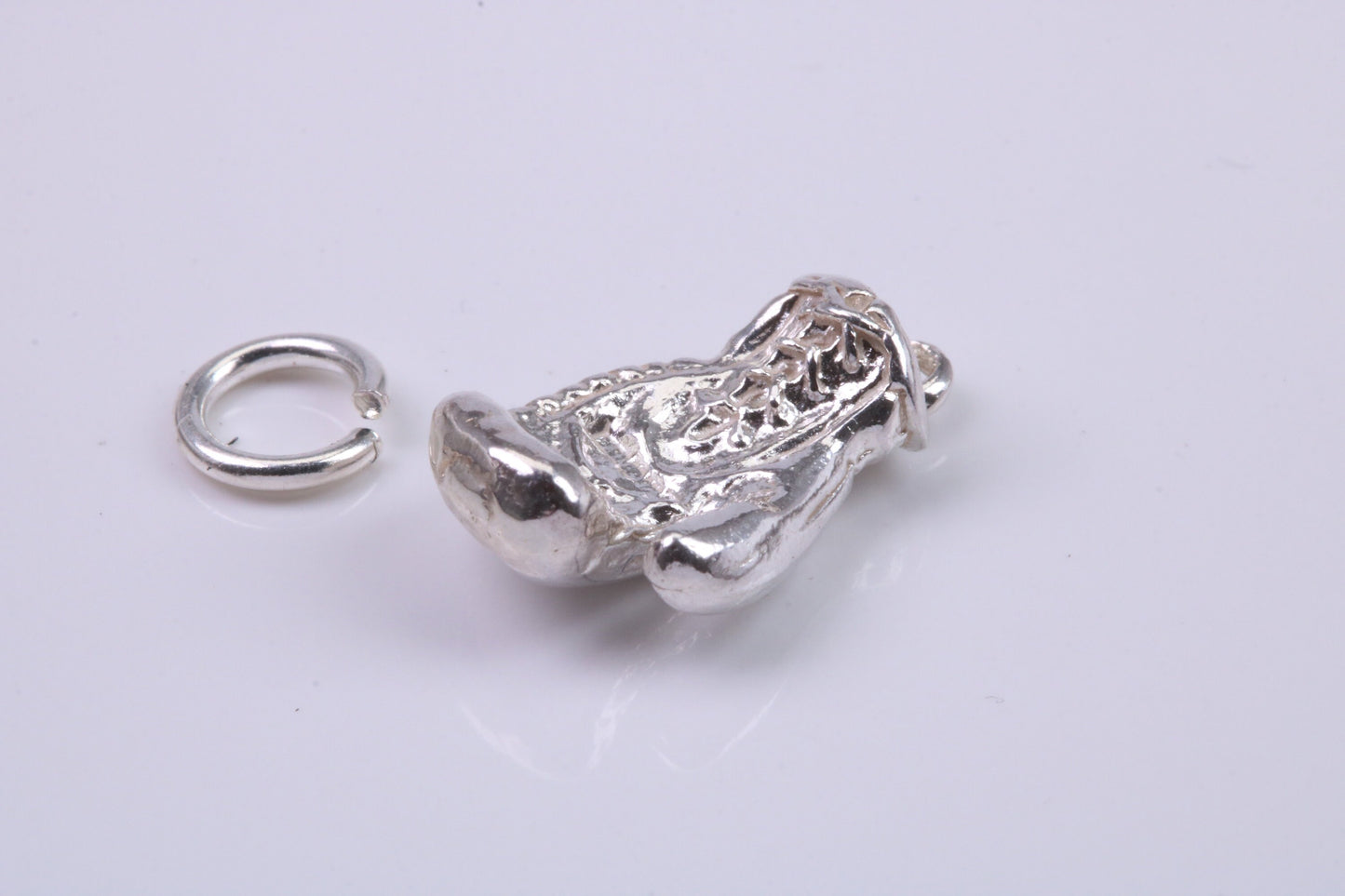 Boxing Glove Charm, Traditional Charm, Made from Solid 925 Grade Sterling Silver, Complete with Attachment Link