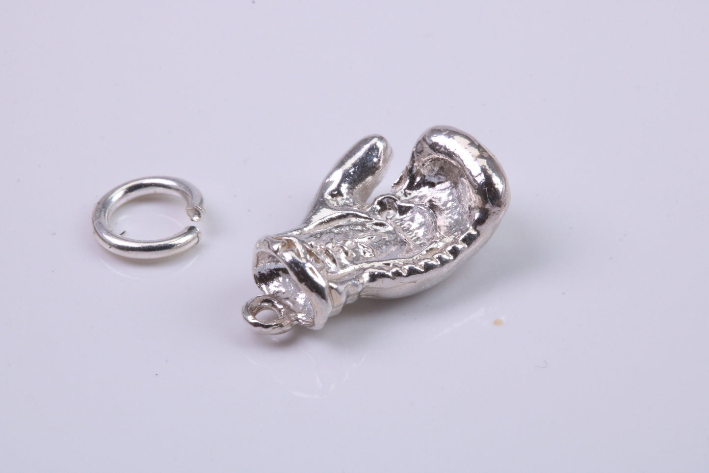 Boxing Glove Charm, Traditional Charm, Made from Solid 925 Grade Sterling Silver, Complete with Attachment Link