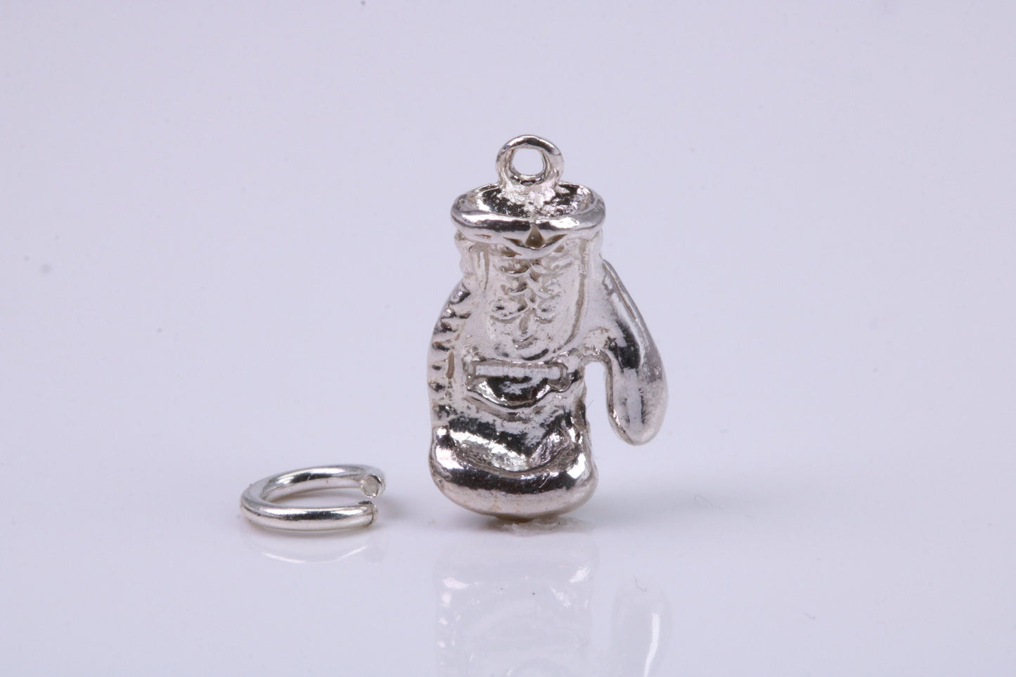 Boxing Glove Charm, Traditional Charm, Made from Solid 925 Grade Sterling Silver, Complete with Attachment Link