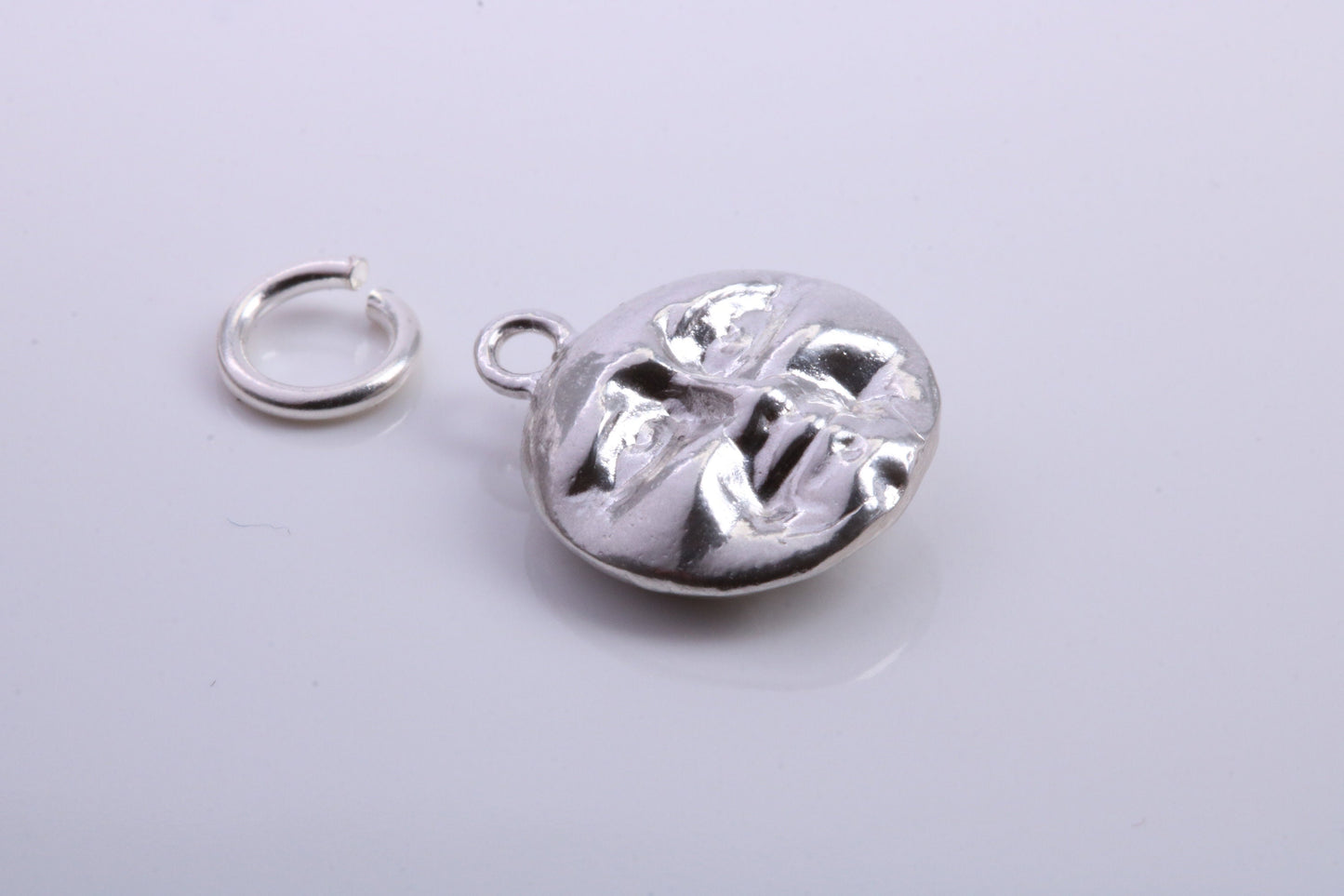 Moon Charm, Traditional Charm, Made from Solid 925 Grade Sterling Silver, Complete with Attachment Link