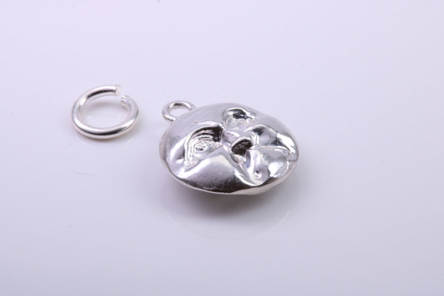 Moon Charm, Traditional Charm, Made from Solid 925 Grade Sterling Silver, Complete with Attachment Link