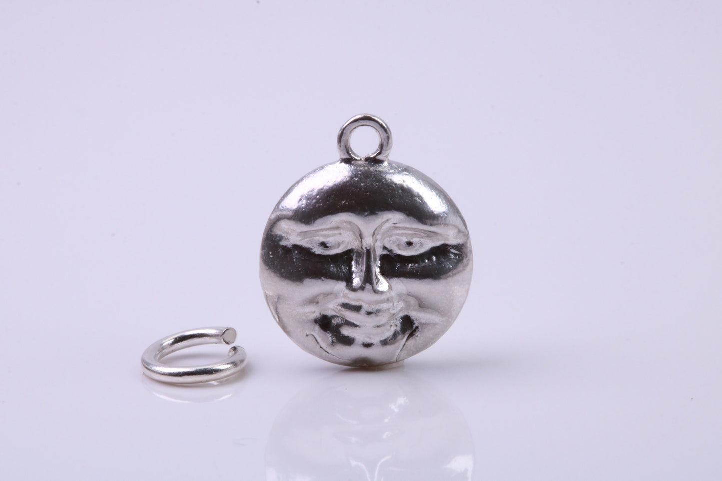 Moon Charm, Traditional Charm, Made from Solid 925 Grade Sterling Silver, Complete with Attachment Link