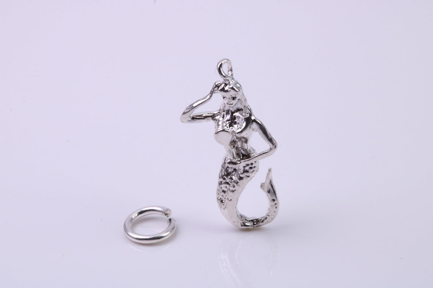 Mermaid Charm, Traditional Charm, Made from Solid 925 Grade Sterling Silver, Complete with Attachment Link