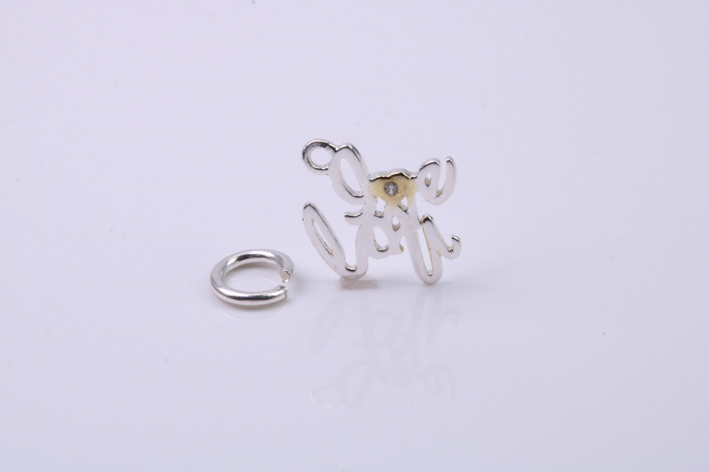 I Love You Charm, Traditional Charm, Made from Solid 925 Grade Sterling Silver, Complete with Attachment Link