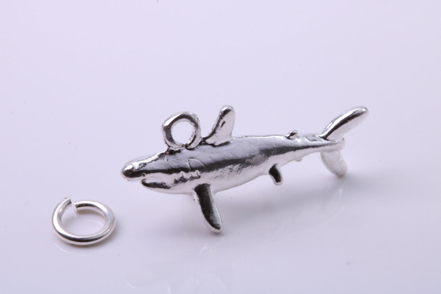 Shark Charm, Traditional Charm, Made from Solid 925 Grade Sterling Silver, Complete with Attachment Link