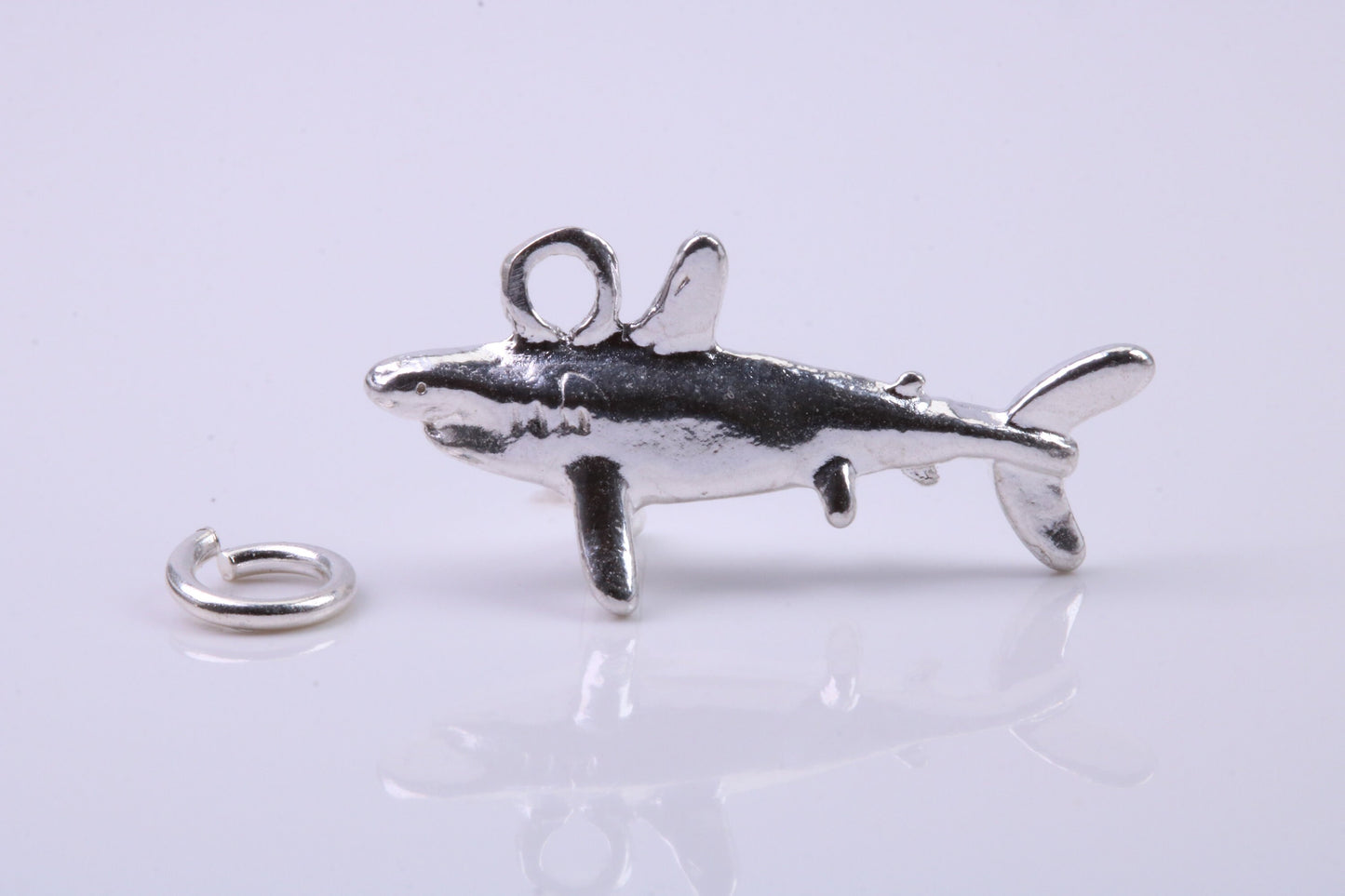 Shark Charm, Traditional Charm, Made from Solid 925 Grade Sterling Silver, Complete with Attachment Link