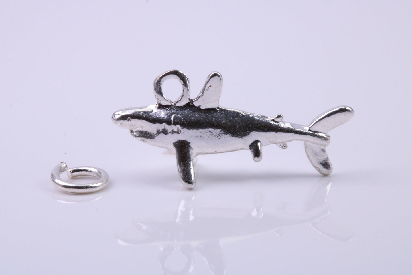 Shark Charm, Traditional Charm, Made from Solid 925 Grade Sterling Silver, Complete with Attachment Link