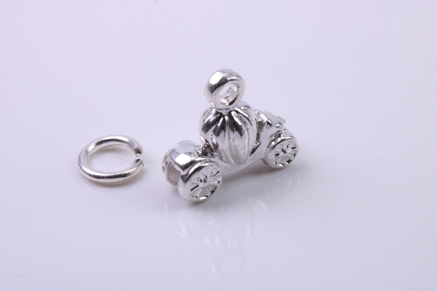 Princess Carriage Charm, Traditional Charm, Made from Solid 925 Grade Sterling Silver, Complete with Attachment Link