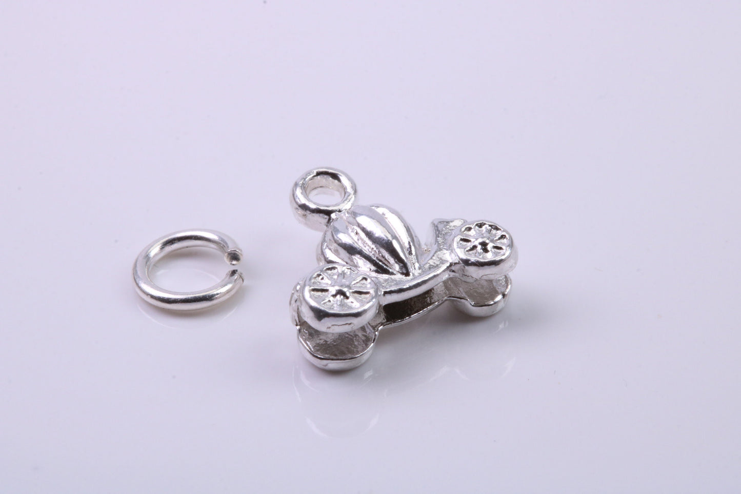 Princess Carriage Charm, Traditional Charm, Made from Solid 925 Grade Sterling Silver, Complete with Attachment Link