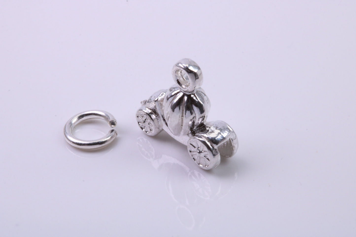 Princess Carriage Charm, Traditional Charm, Made from Solid 925 Grade Sterling Silver, Complete with Attachment Link