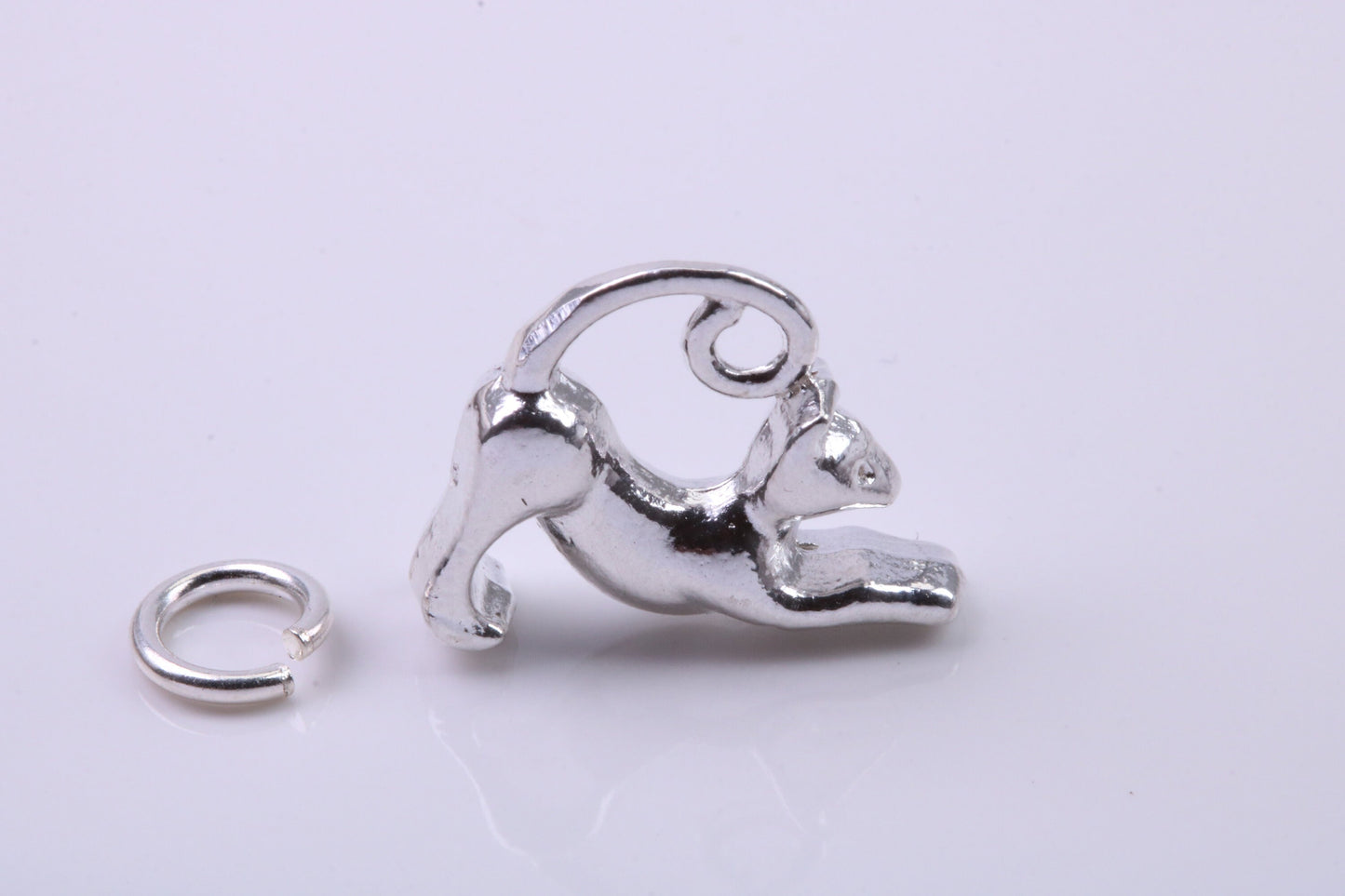 Cat Charm, Traditional Charm, Made from Solid 925 Grade Sterling Silver, Complete with Attachment Link