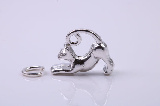 Cat Charm, Traditional Charm, Made from Solid 925 Grade Sterling Silver, Complete with Attachment Link