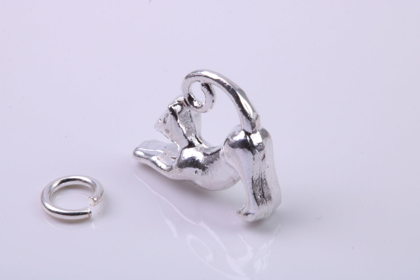 Cat Charm, Traditional Charm, Made from Solid 925 Grade Sterling Silver, Complete with Attachment Link