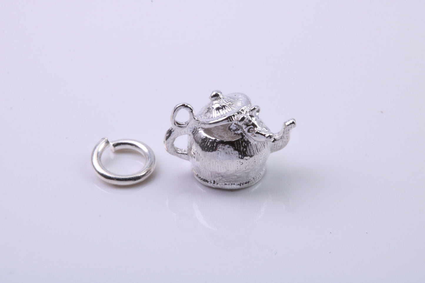 Mouse in Teapot Charm, Traditional Charm, Made from Solid 925 Grade Sterling Silver, Complete with Attachment Link
