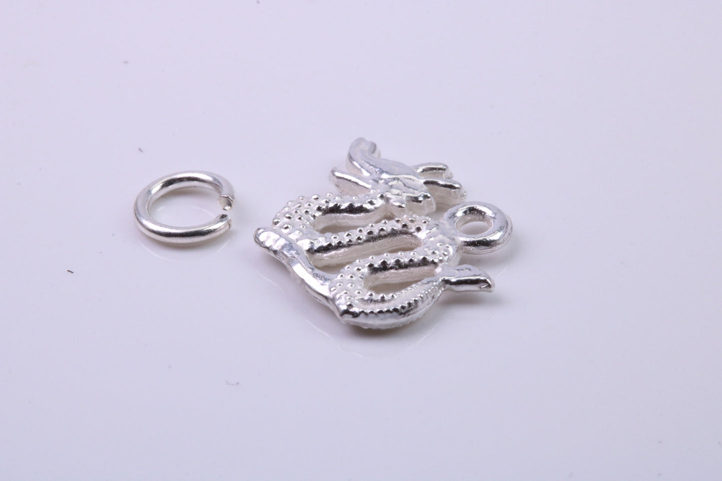 Chinese Dragon Charm, Traditional Charm, Made from Solid 925 Grade Sterling Silver, Complete with Attachment Link