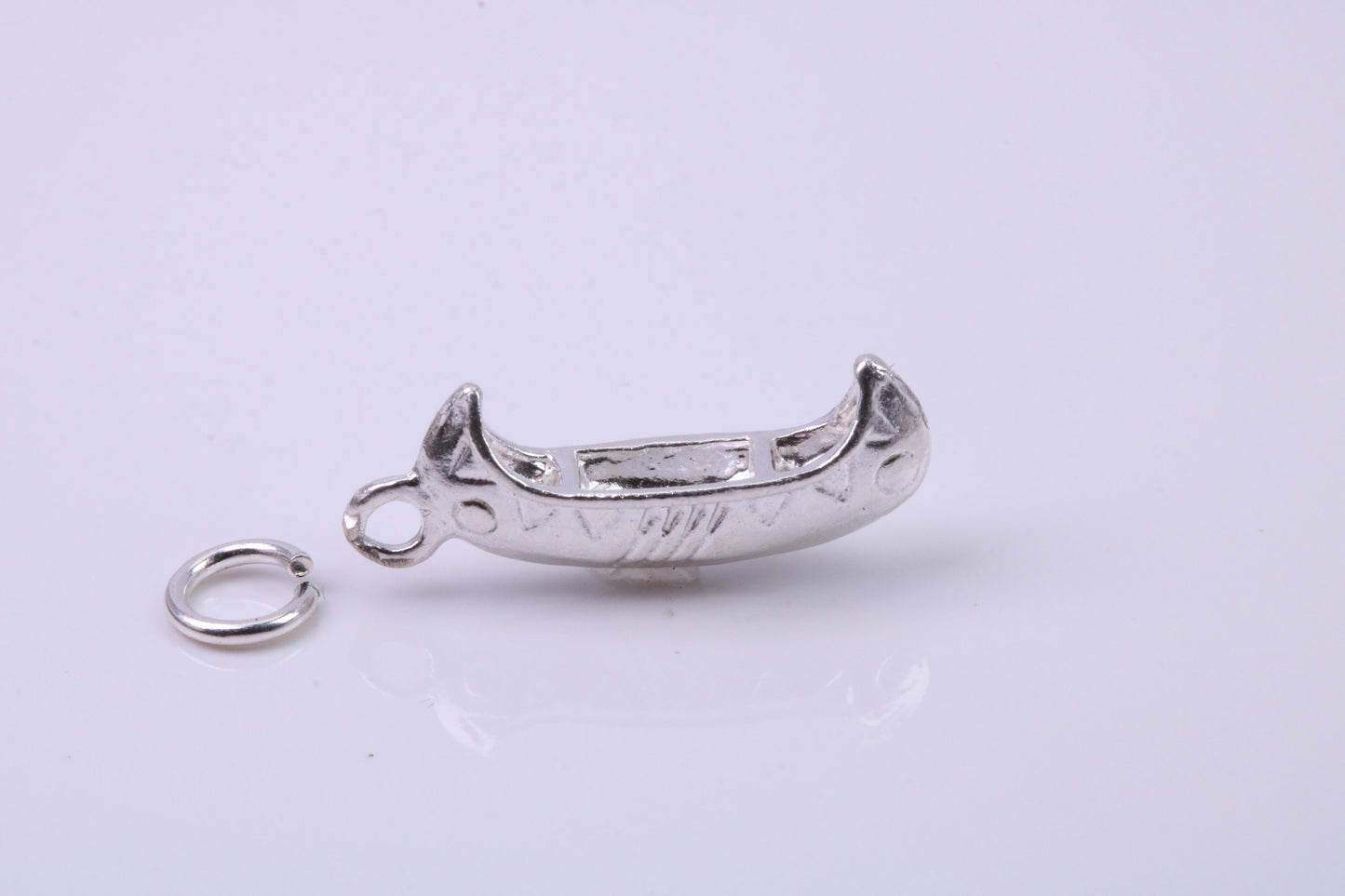 Canoe Charm, Traditional Charm, Made from Solid 925 Grade Sterling Silver, Complete with Attachment Link