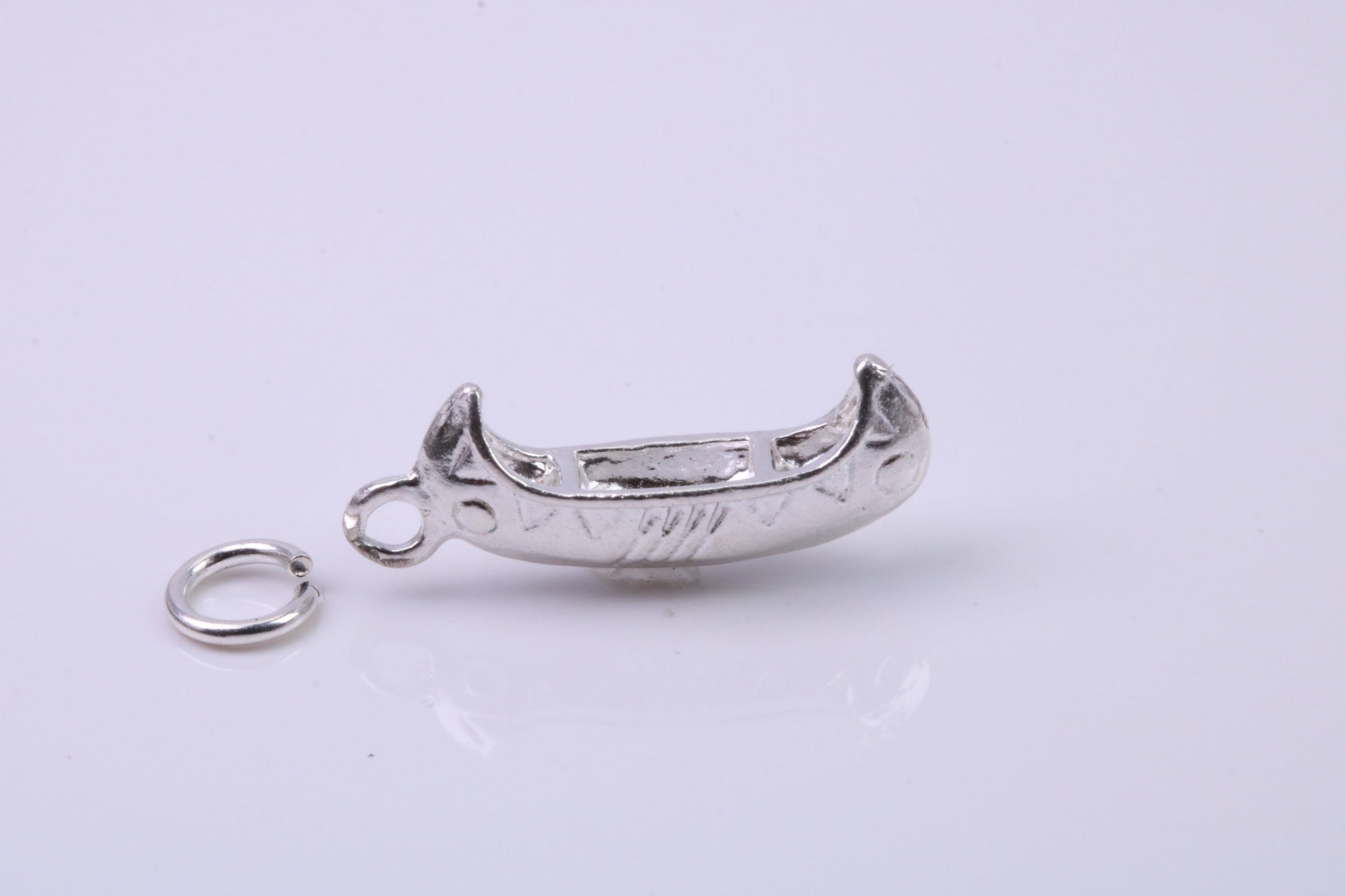 Canoe Charm, Traditional Charm, Made from Solid 925 Grade Sterling Silver, Complete with Attachment Link