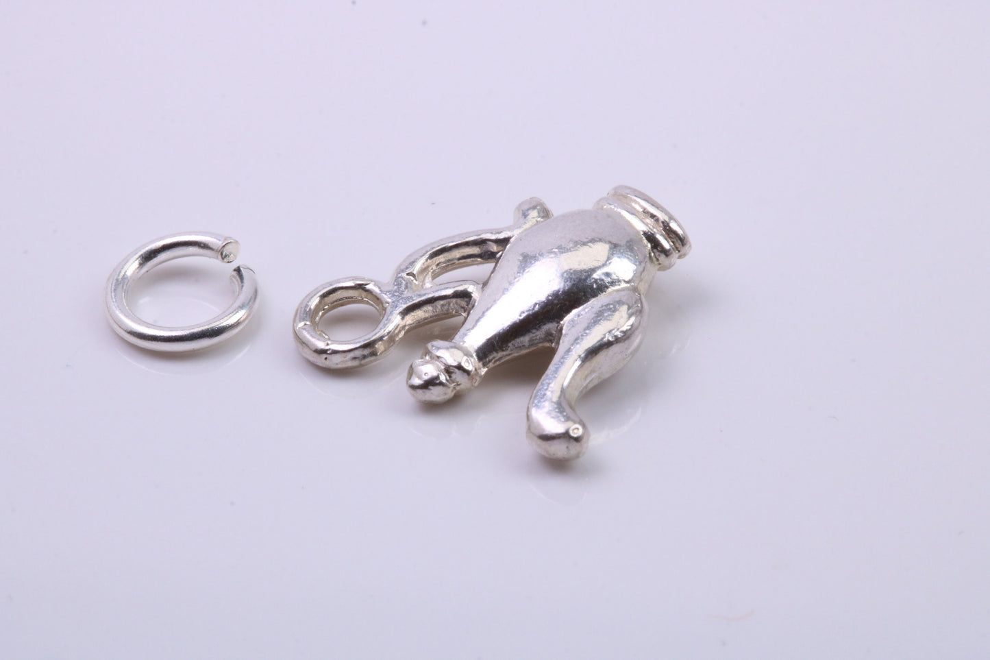 Coffee Pot Charm, Traditional Charm, Made from Solid 925 Grade Sterling Silver, Complete with Attachment Link