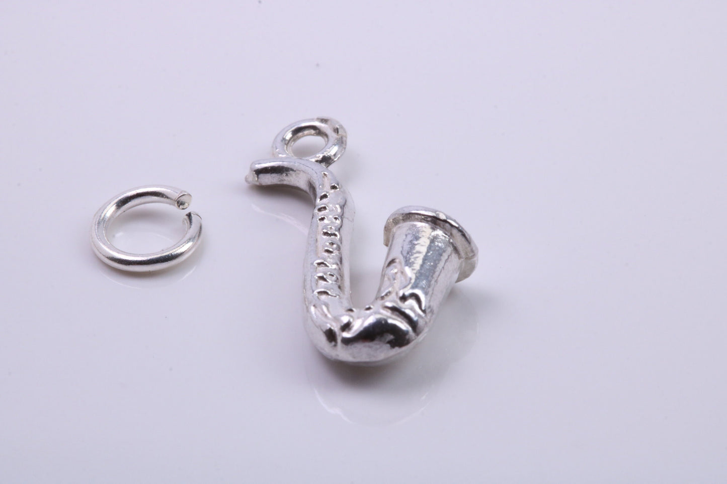 Saxophone Charm, Traditional Charm, Made from Solid 925 Grade Sterling Silver, Complete with Attachment Link