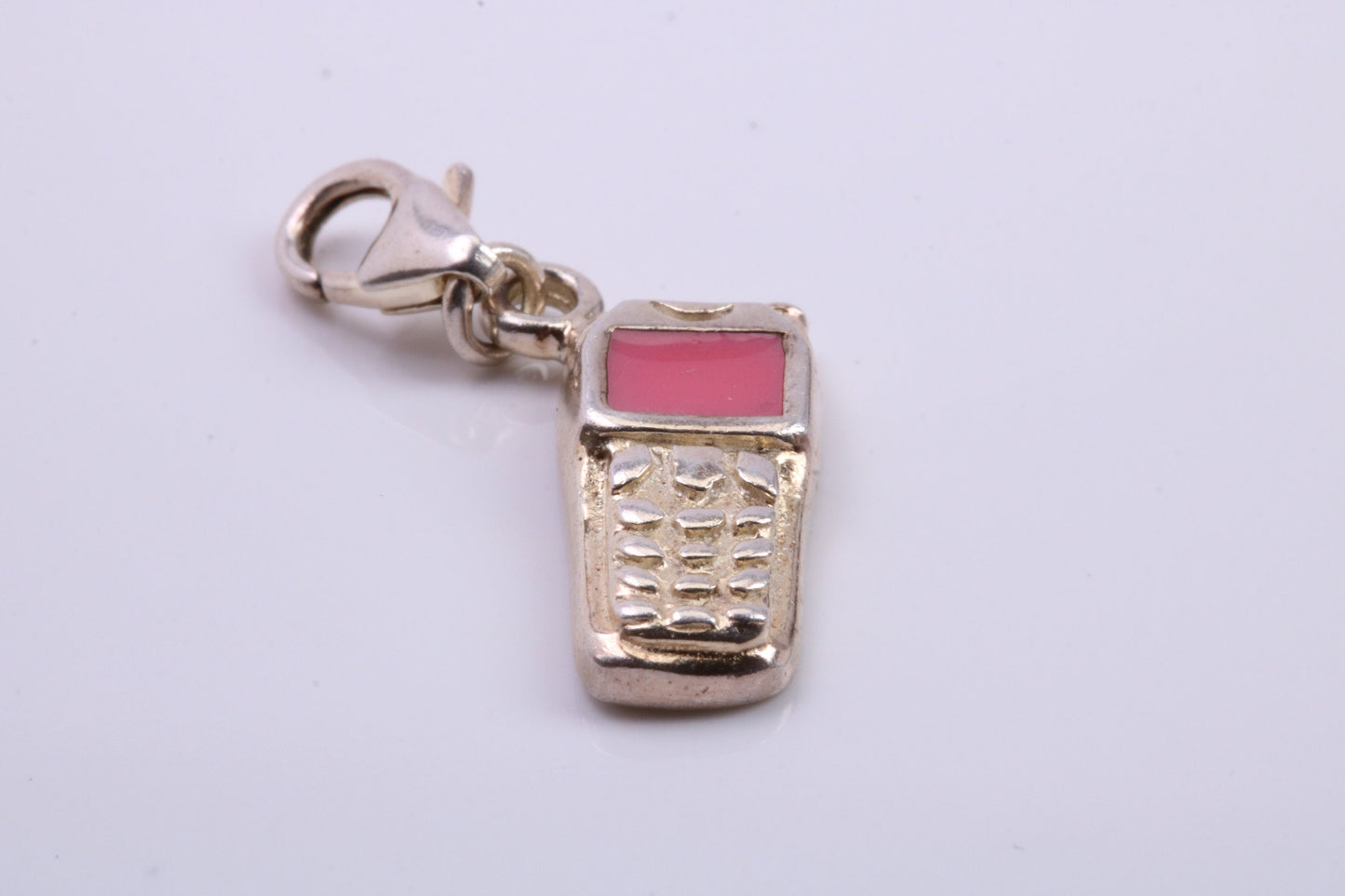 Cell Phone Charm, Traditional Charm, Made from Solid 925 Grade Sterling Silver, Complete with Attachment Link