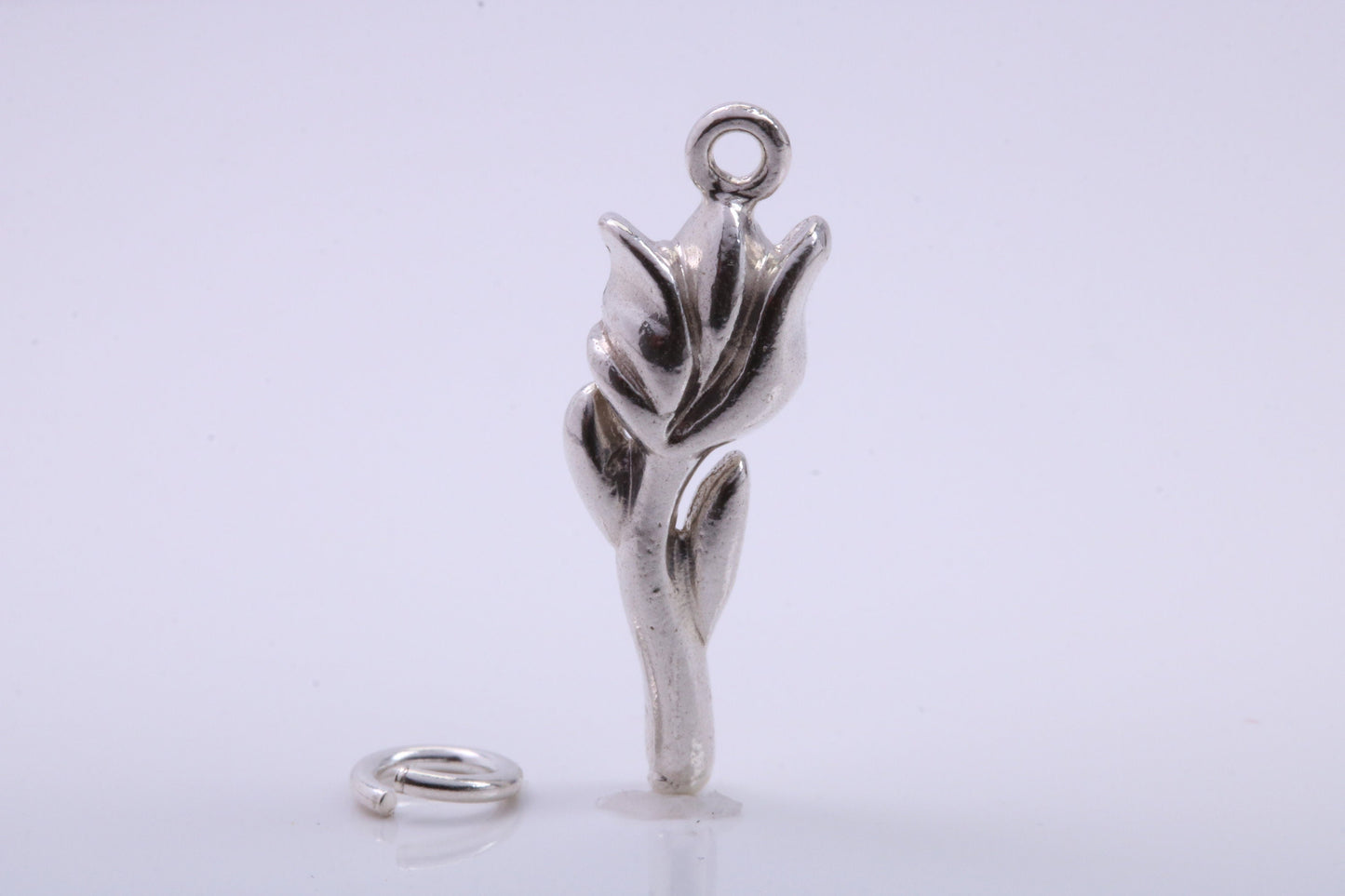Rose Flower Charm, Traditional Charm, Made from Solid 925 Grade Sterling Silver, Complete with Attachment Link