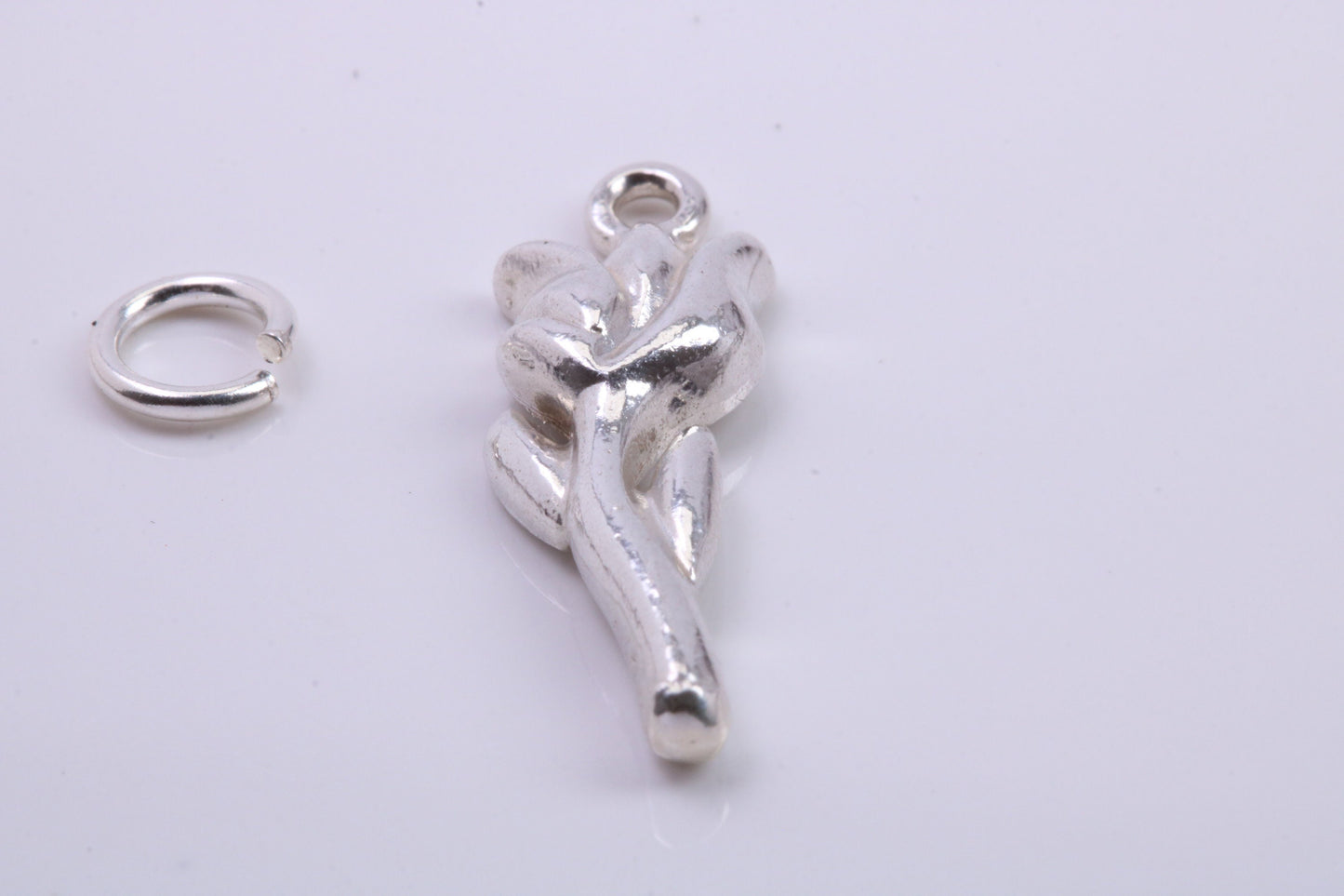 Rose Flower Charm, Traditional Charm, Made from Solid 925 Grade Sterling Silver, Complete with Attachment Link