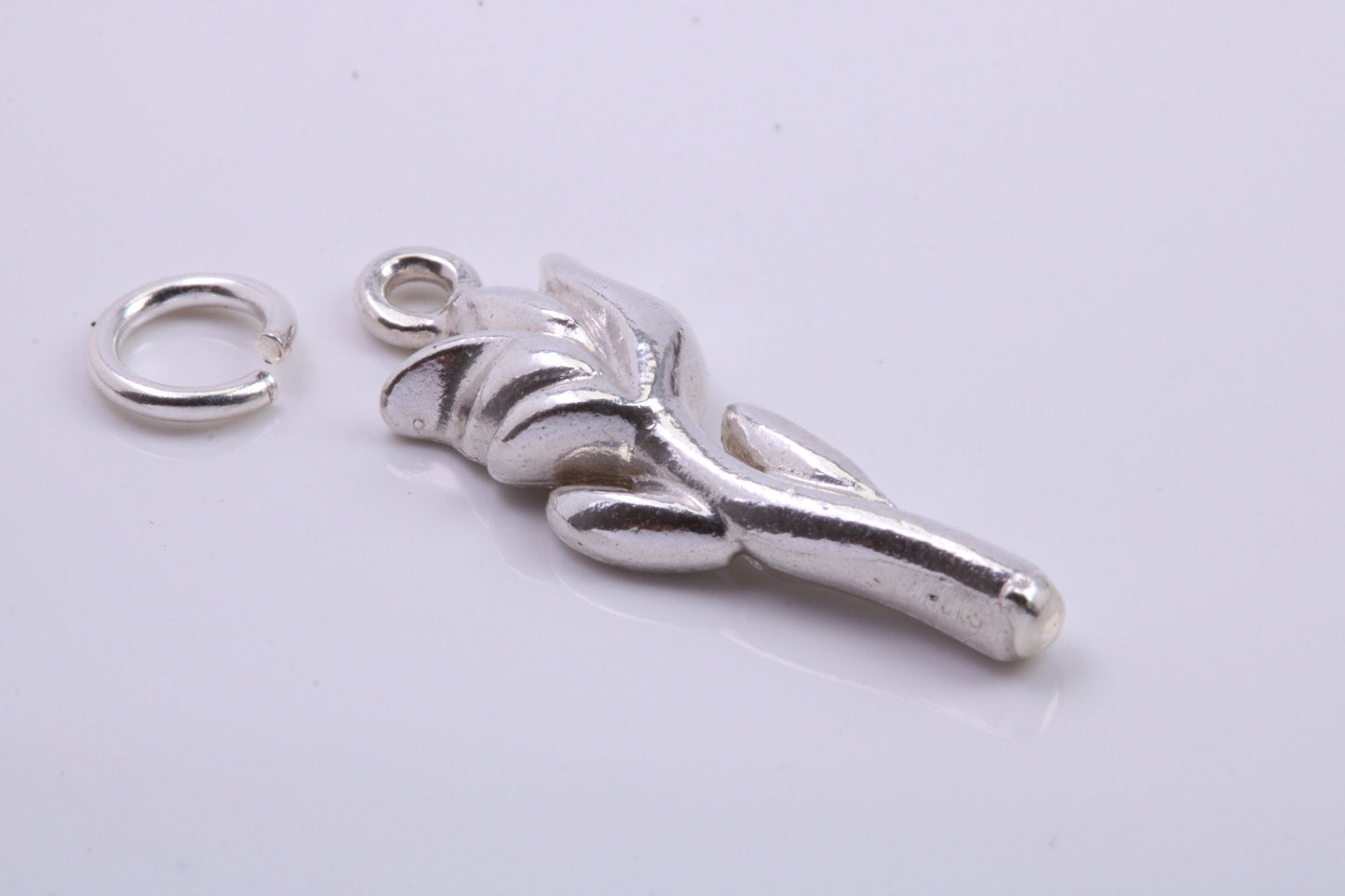 Rose Flower Charm, Traditional Charm, Made from Solid 925 Grade Sterling Silver, Complete with Attachment Link