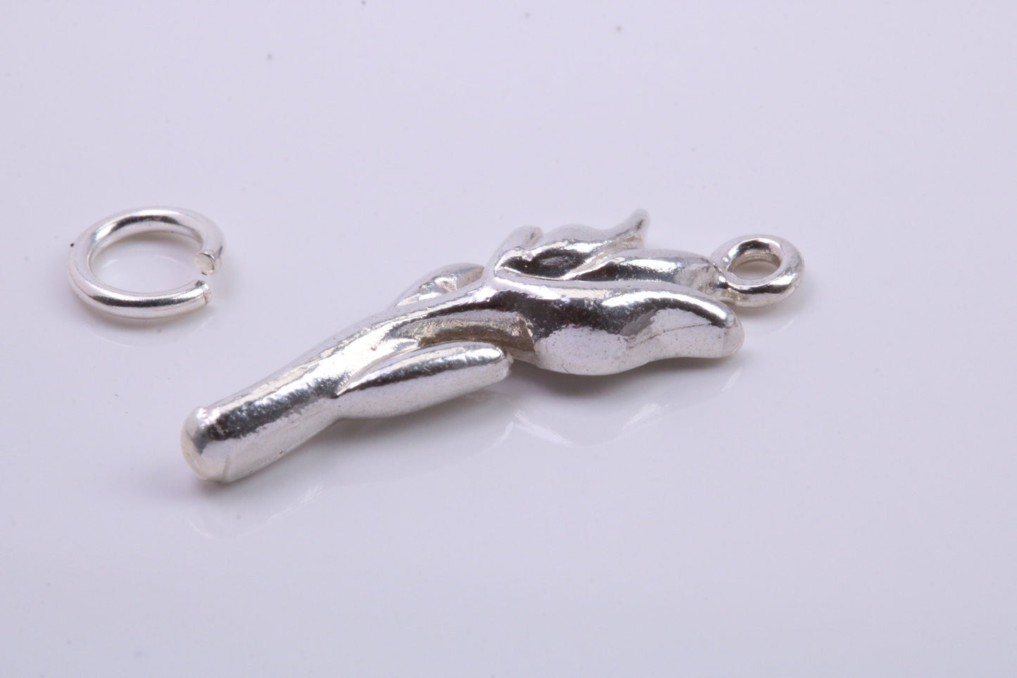 Rose Flower Charm, Traditional Charm, Made from Solid 925 Grade Sterling Silver, Complete with Attachment Link
