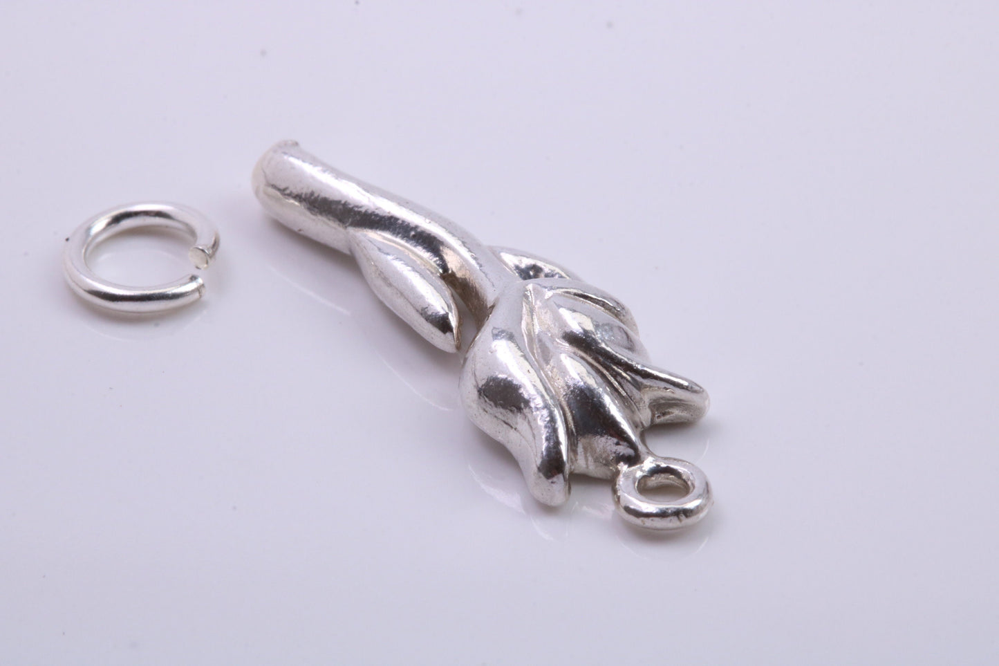 Rose Flower Charm, Traditional Charm, Made from Solid 925 Grade Sterling Silver, Complete with Attachment Link