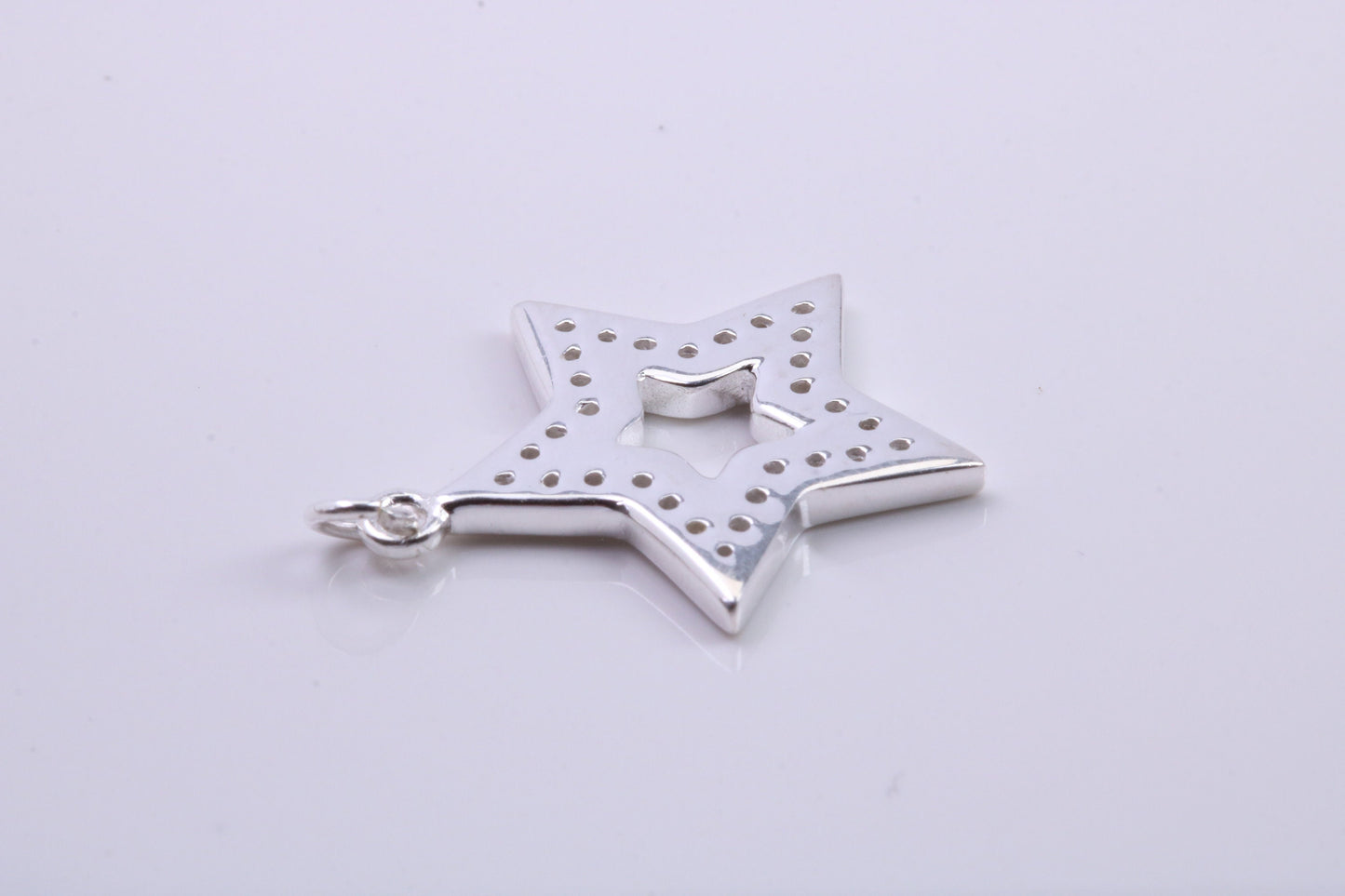 Stone set Star Charm, Traditional Charm, Made from Solid 925 Grade Sterling Silver, Complete with Attachment Link