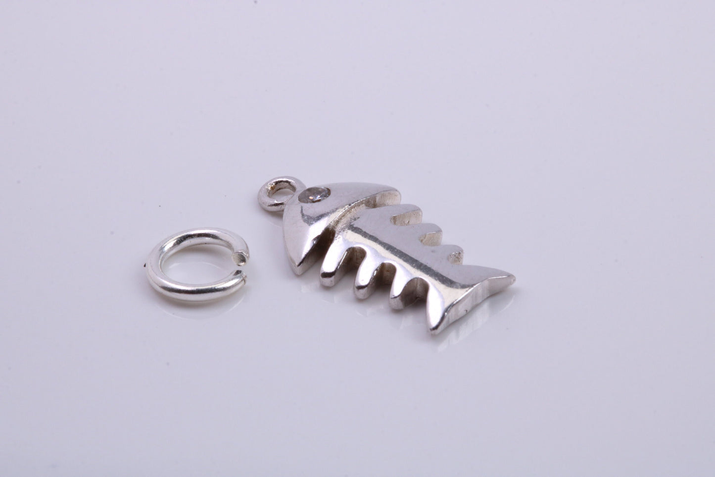 Fish Bone Charm, Traditional Charm, Made from Solid 925 Grade Sterling Silver, Complete with Attachment Link