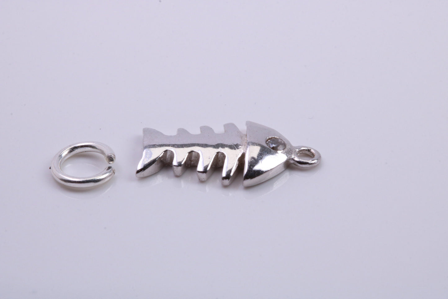 Fish Bone Charm, Traditional Charm, Made from Solid 925 Grade Sterling Silver, Complete with Attachment Link