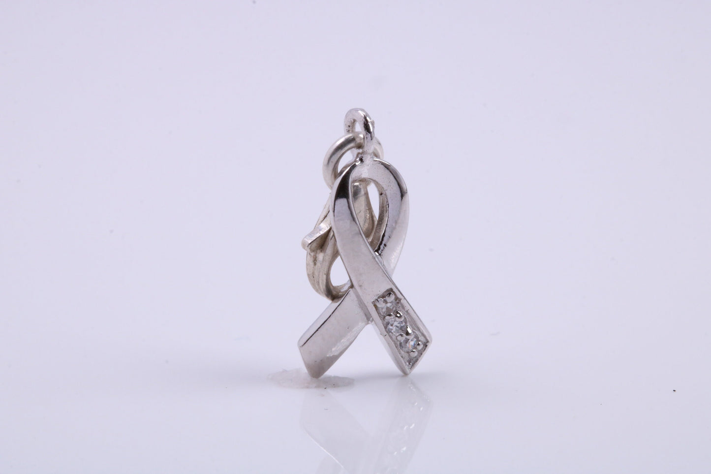Ribbon Charm, Traditional Charm, Made from Solid 925 Grade Sterling Silver, Complete with Attachment Link