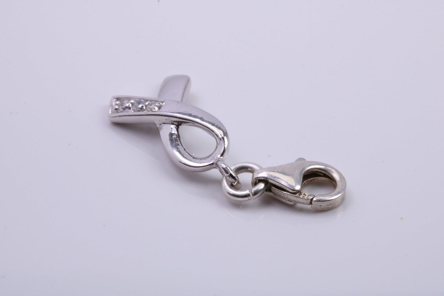 Ribbon Charm, Traditional Charm, Made from Solid 925 Grade Sterling Silver, Complete with Attachment Link