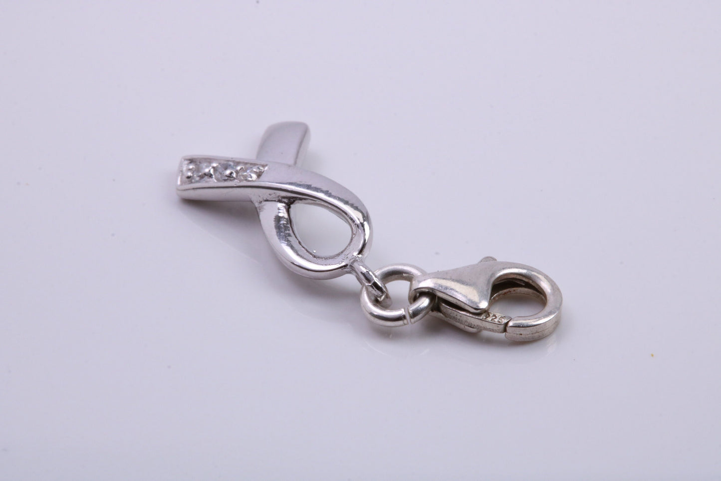 Ribbon Charm, Traditional Charm, Made from Solid 925 Grade Sterling Silver, Complete with Attachment Link